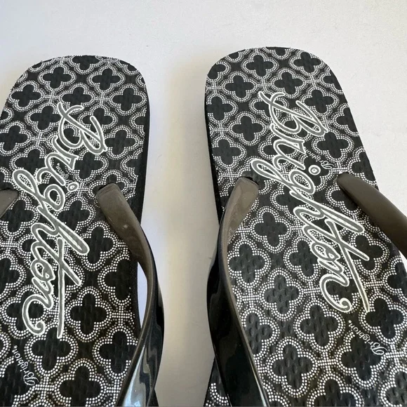 Brighton Flip Flops Thong Sandals Black & White Summer Shoes EUC Womens 8 - Picture 4 of 9